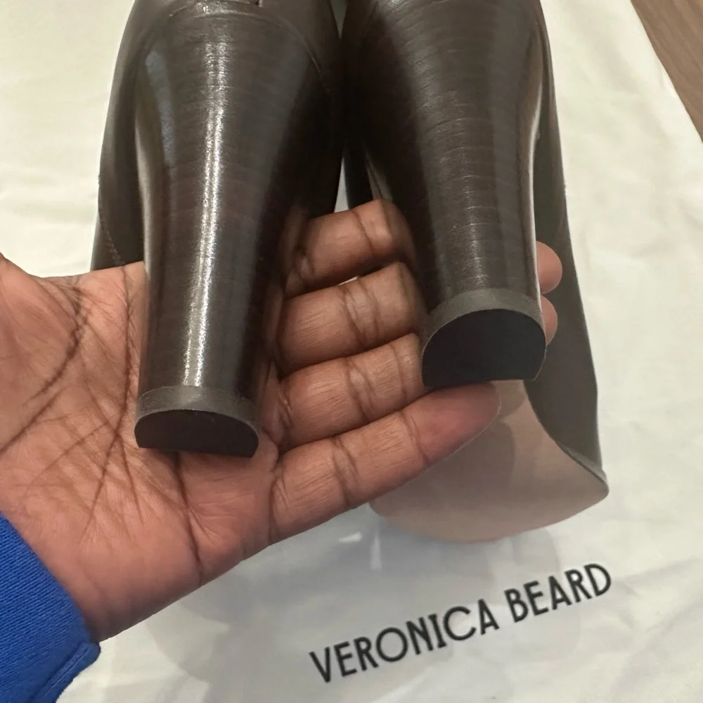 Veronica Beard Vesper Leather Dark Brown Over the Knee Boots - Picture 6 of 9